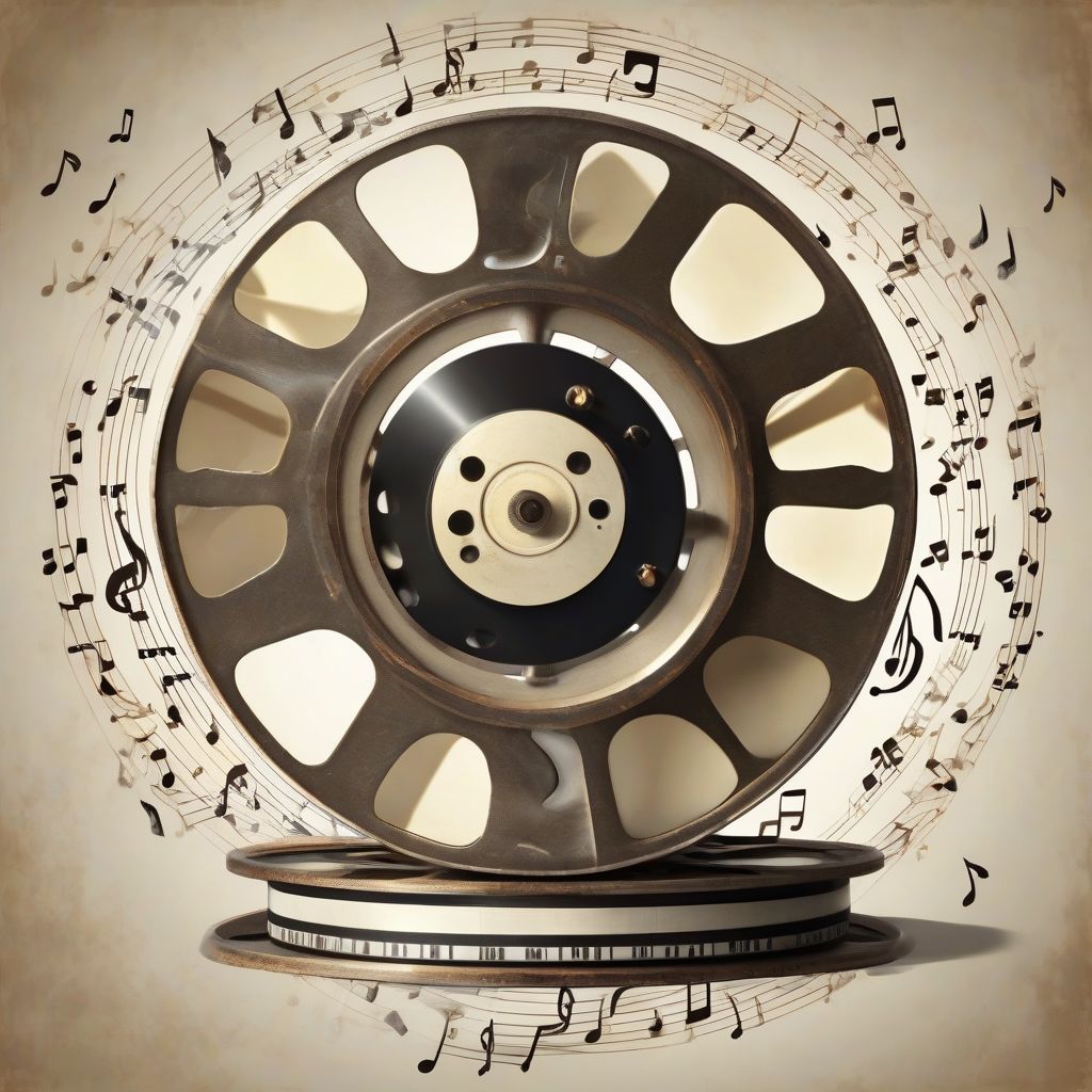 Classic Film Reel with Musical Notes